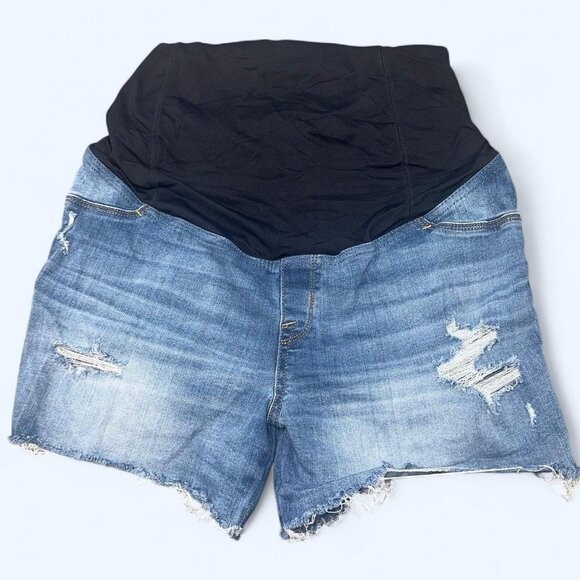 Isabel Maternity Distressed Denim Shorts - Picture 1 of 3